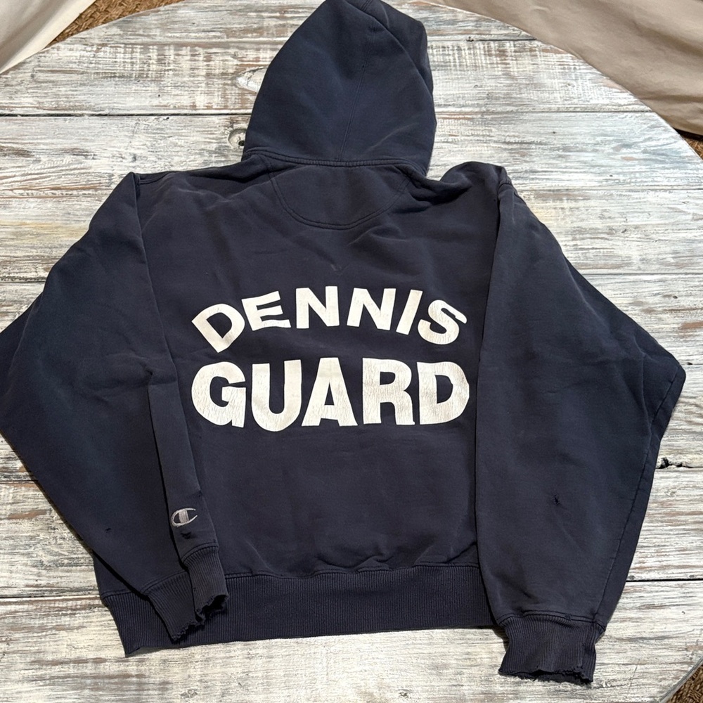 Vintage all cotton Champion Dennis Lifeguard hooded sweatshirt, size L